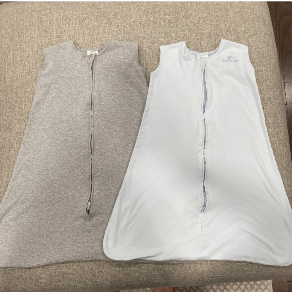 2 HALO Sleepsack 100% Cotton Wearable Blanket, TOG 0.5, Baby Blue & gray